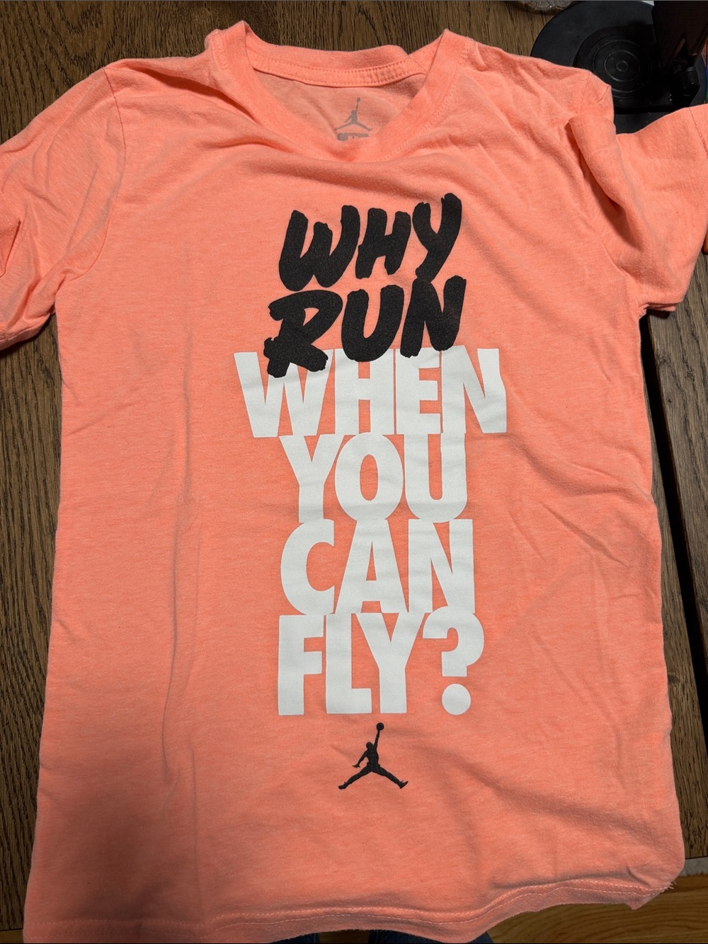 Jordan Peach Short Sleeve Tee with Bold Slogan